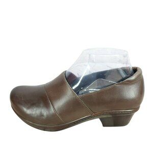 Abeo Camden Brown Leather Slip On Slip Resistant Sole Casual Clog Shoes Size 7